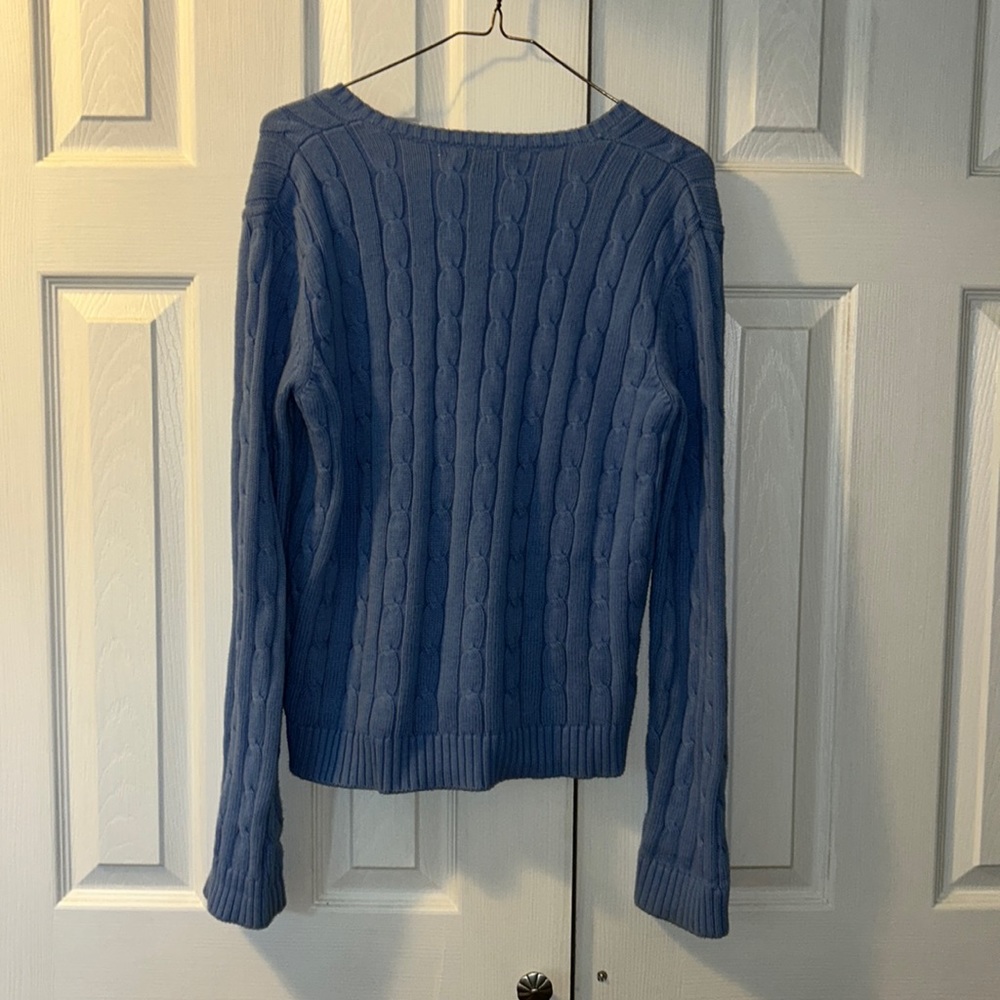 Chaps Women's Cable Knit Light Blue Sweater - Picture 2 of 4